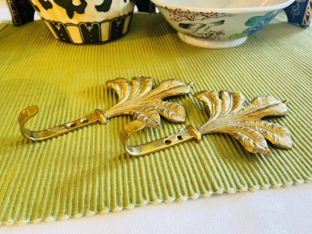 Brass Curtain Tie Backs Pair of Two. Vintage Brass French Tie Backs