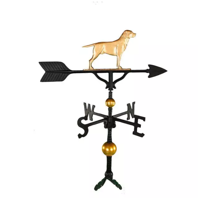 Montague Metal Products Weathervane 32 " Roof Mount Aluminum Deluxe Gold Lab