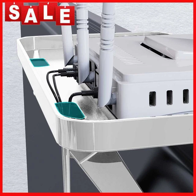 Router-Organizador-Rack Punch-Free TV Media Box Router-Estantería-Organizador (blanco)