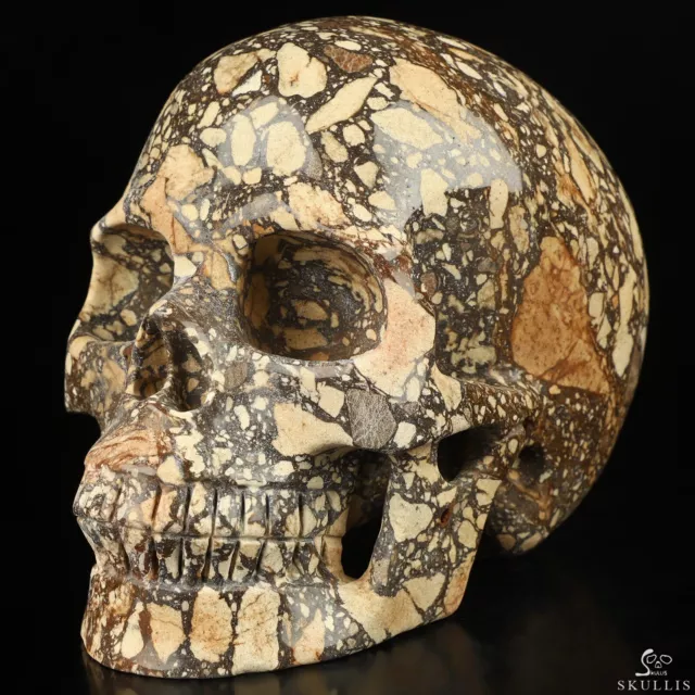 5.0" Chinese Chert Brecciated Hand Carved Crystal Skull, Realistic, Healing