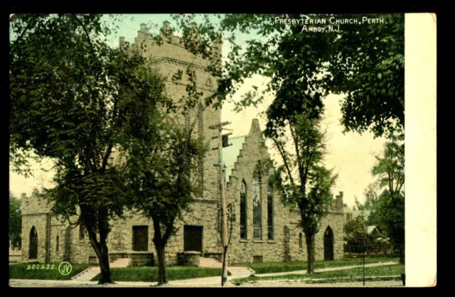 Old Postcard Presbyterian Church Perth Amboy Nj 1908