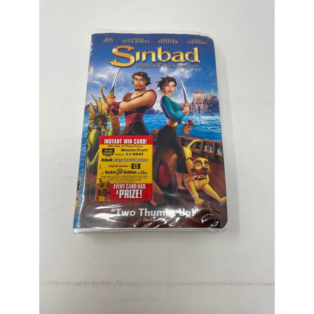 Simnbad SINBAD LEGEND OF The Seven Seas VHS DreamWorks Animated Movie Brad Pitt ...