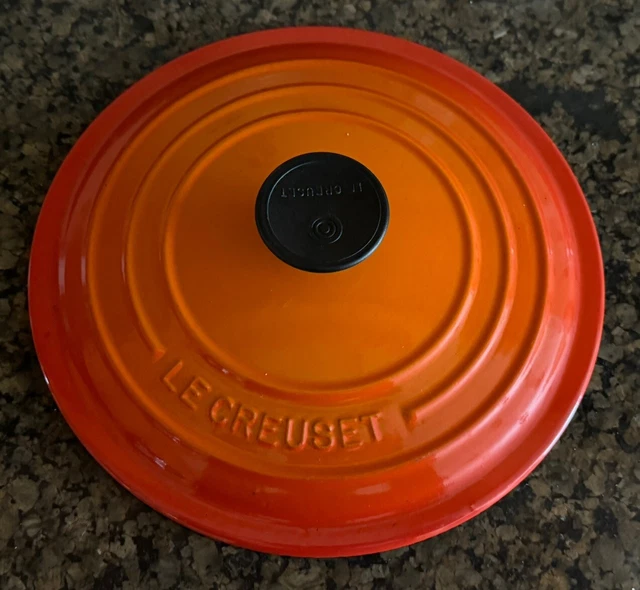 VINTAGE LE CREUSET Lid ONLY Orange Sunburst Enamel Top Pot Pan C