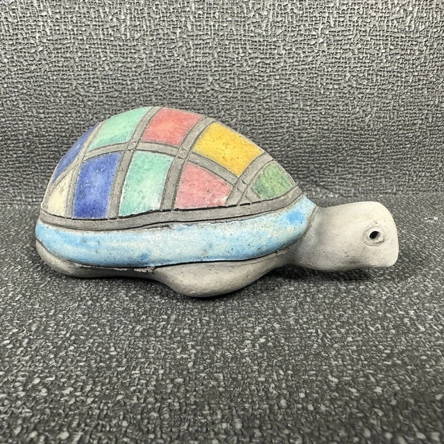 Vintage Handmade South Africa Raku Pottery Tortoise Turtle Figure Sculpture