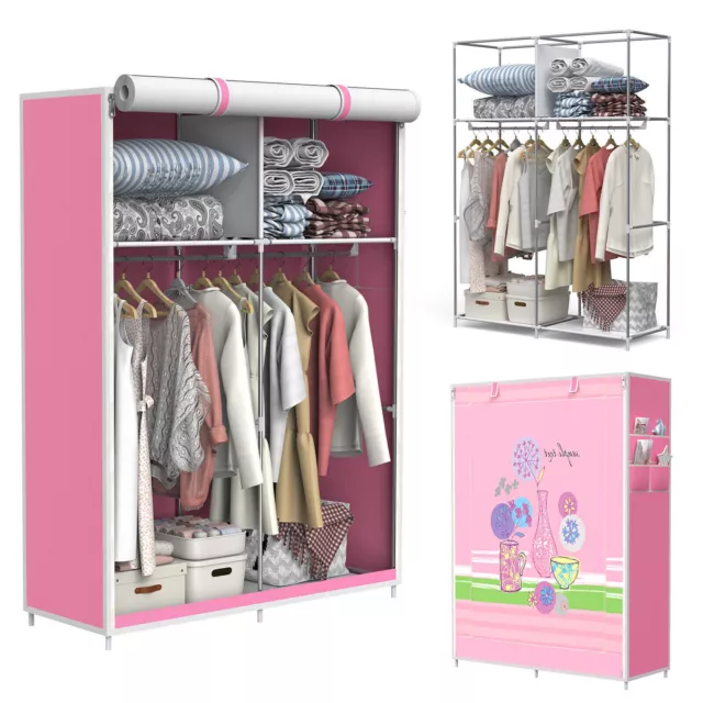 Large Portable Clothes Closet With Shelf Wardrobe Storage Cabinet Organiser Unit