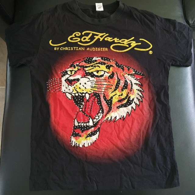 Ed Hardy Christian Audigier T-shirt Tiger Large Very Good Condition