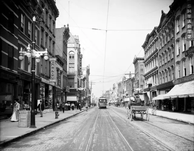 Main Street Poughkeepsie NY Early 1900's 8.5" x 11" REPRINT Photo - Trolley