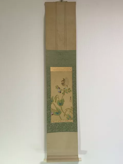 HANGING SCROLL JAPANESE ART Painting kakejiku Vintage Hand Paint PICTURE #916