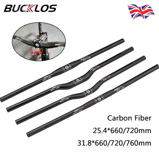 BUCKLOS Carbon Fiber Handlebar 25.4/31.8*660/720/760mm MTB/BMX/XC Flat/Riser Bar