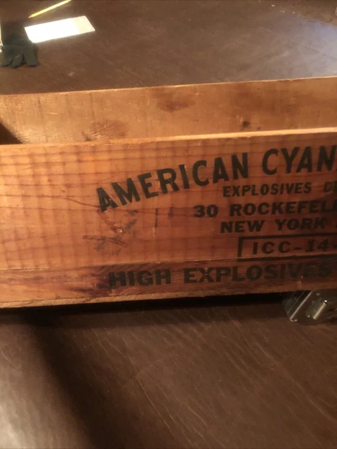 Vintage American Cyanamid  Company High Explosive Dangerous Wooden Crate