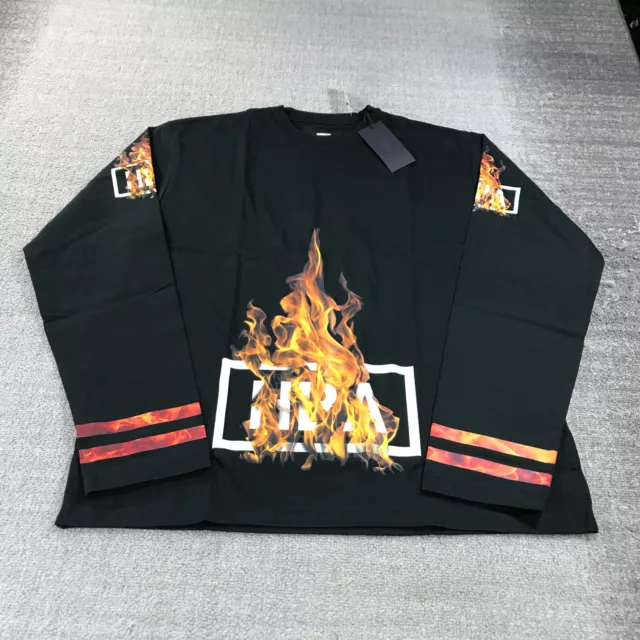 Hood By Air Shirt Mens Extra Large Ablaze Box Logo Flames Hockey Stripe HBA 2