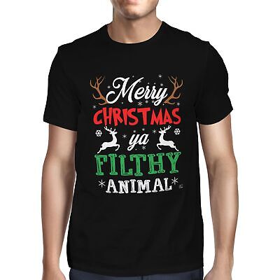 1Tee Mens Merry Christmas Ya Filthy Animal T-Shirt