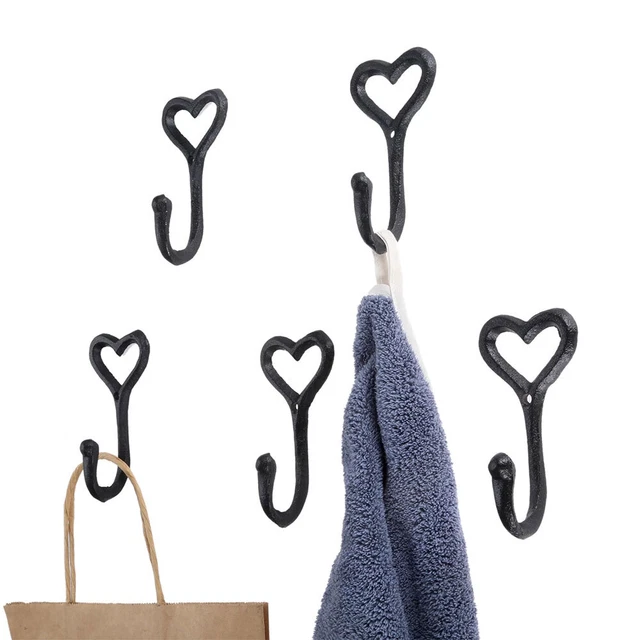 5 x Cast Iron Heart Coat Hat Hook Key Holder Vintage Shabby Chic Antique Hooks 4