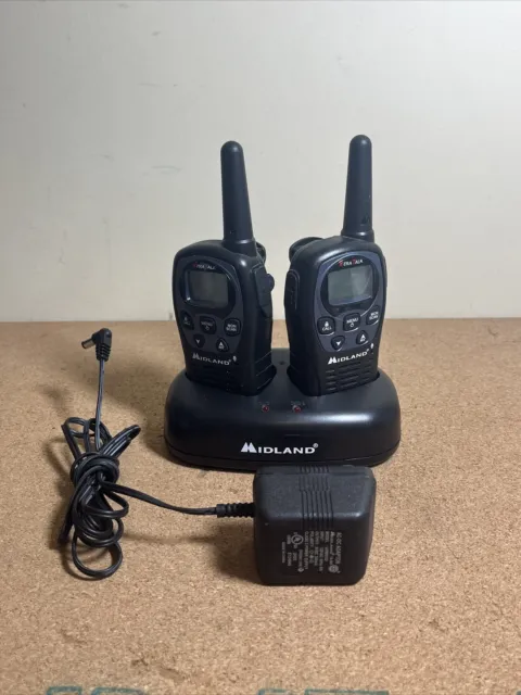 Midland LXT560 Two Way Radio W/ Desktop Charger 18CVP6 (Set of 2) W/ Belt Clip