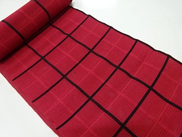 81254# Japanese Kimono / Bolt For Summer Nagoya Obi / Woven Grid