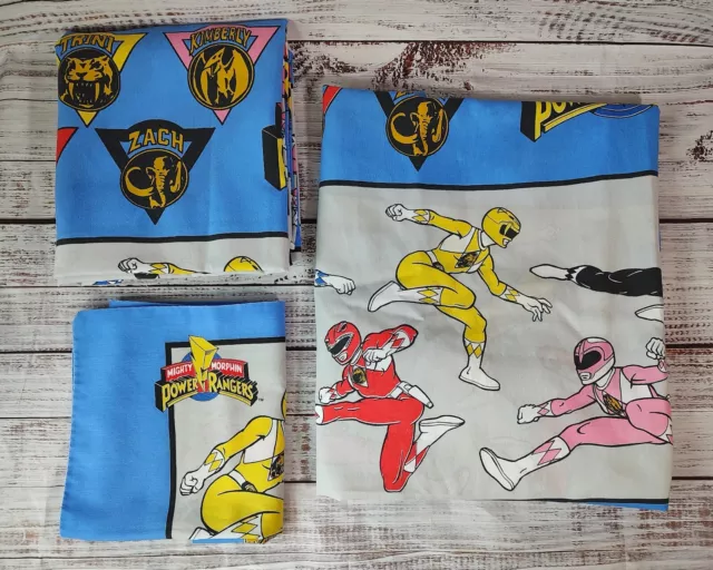 Vintage Power Rangers 1994 Bed Sheet Twin Set Fitted & Flat & Pillowcase