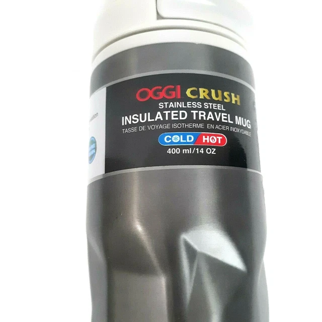 Oggi Crush Stainless Steel Insulated Travel Mug Hot Cold Slate Gray 14 oz  NEW