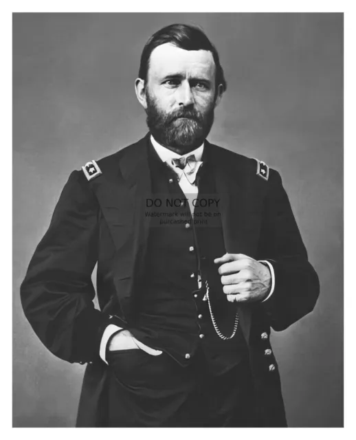 President Ulysses S. Grant In Civil War Uniform Portrait 8X10 B&W Photo
