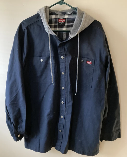 Wrangler Workwear Blue Cotton/canvas Hooded Jacket Mens Sz L(42-44)