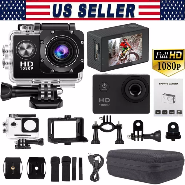 Action Sport Waterproof Camera 20 MP Recorder HD 1080P Camcorder Video 170°