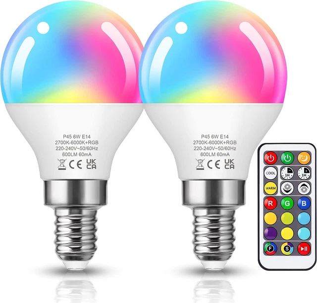JandCase 6W LED Farbwechsel Glühbirnen, E14 LED Glühbirnen dimmbar RGB...