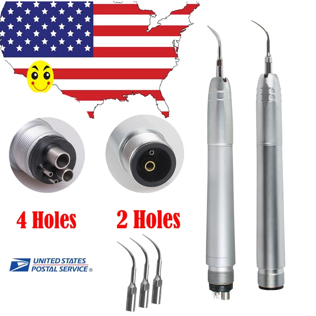 Dental Ultrasonic Air Perio Scaler Handpiece Hygienist 2 & 4-Holes 3 Tips 【New】