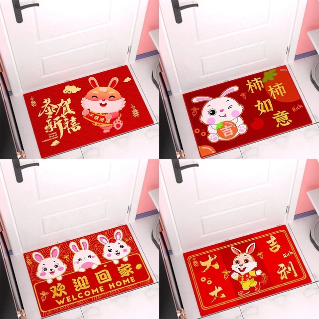 Tapis 40 X 60cm Style Chinois Cristal Velours Entrée Joyeux de Lapin