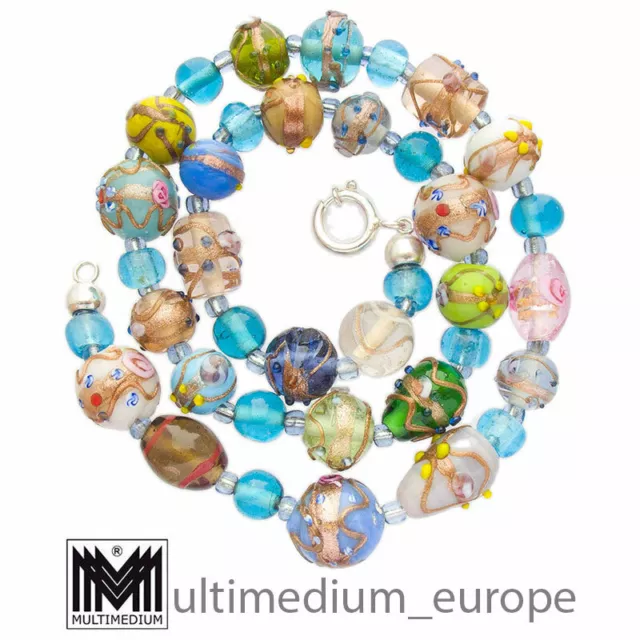 Alte Murano Glas Halskette mehrfarbig multicolor glass necklace