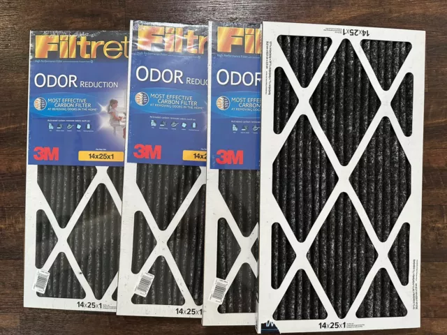 Filtrete Home Odor Reduction Filter HOME04-4, 14 x 25 x 1 In. Pack Of 4. READ!!