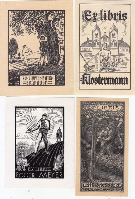 4 Exlibris Bookplate Konvolut Lot Landwirtschaft 2