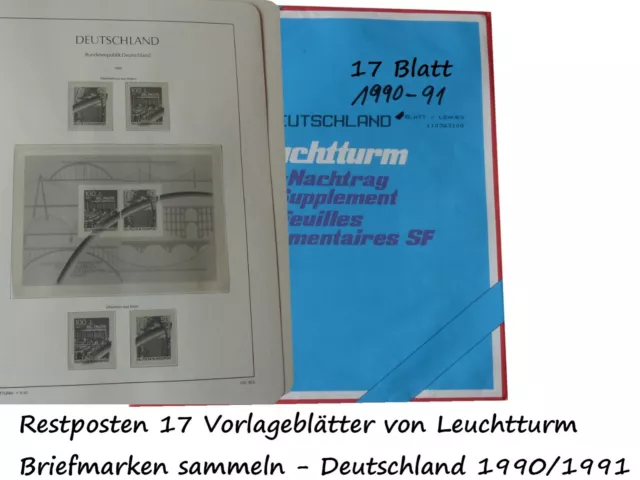 Restposten 17 Vordruckblätter Leuchtturm Deutschland 1990-1991 für Briefmarken