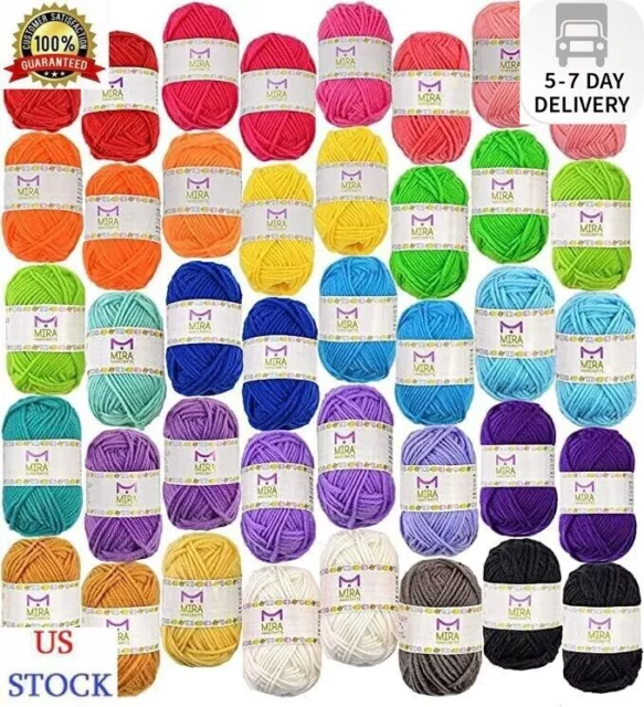 40 Mixed Yarn Lot Skeins Assorted Colors Huge Lot Acrylic Wool Balls New