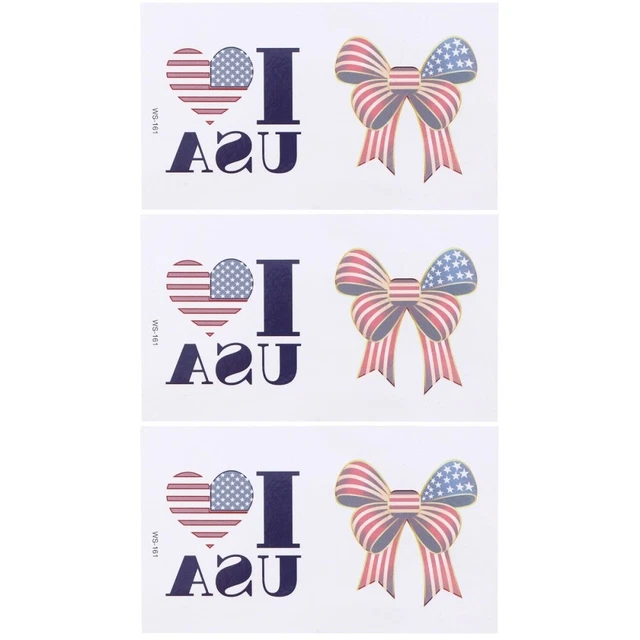 30 pcs 4th of July Patriotic Tattoos Washable Stickers for Children Adults