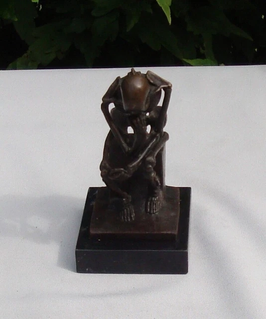 Estatua El Pensador Art Deco Estilo Art Nouveau Estilo Bronce sólido Firmado 3