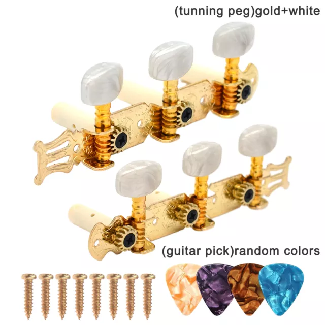 2pcs Replacement With Picks Gold Classical Music Machine Heads Guitar Tuning Peg