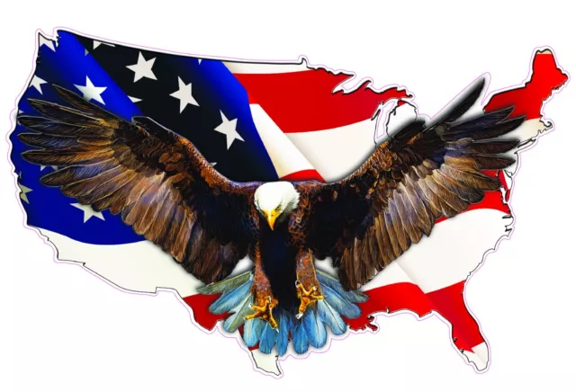 United States waving American Flag bald Eagle Decal  36"