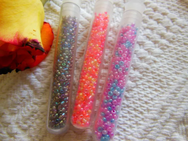 Lot 3 tubes de perles de rocailles multicolore  création bijoux loisir