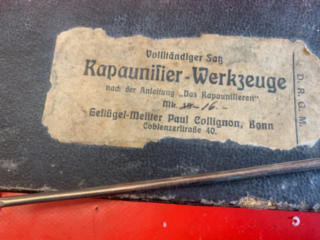 Kapaunisier Kastrier Werkzeug für Geflügel DRGM DRP Collignon Bonn