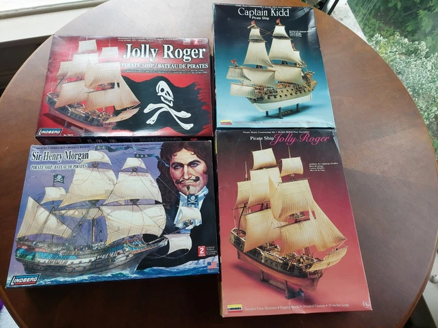 Lindberg x4 VTG HTF Model Ship Kits *Open Box New In Plastic* Jolly Roger +More