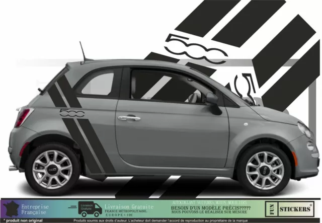 Fiat 500 - Autocollant - Bandes logo- Stckers décoration adhésif Kit 13 couleurs