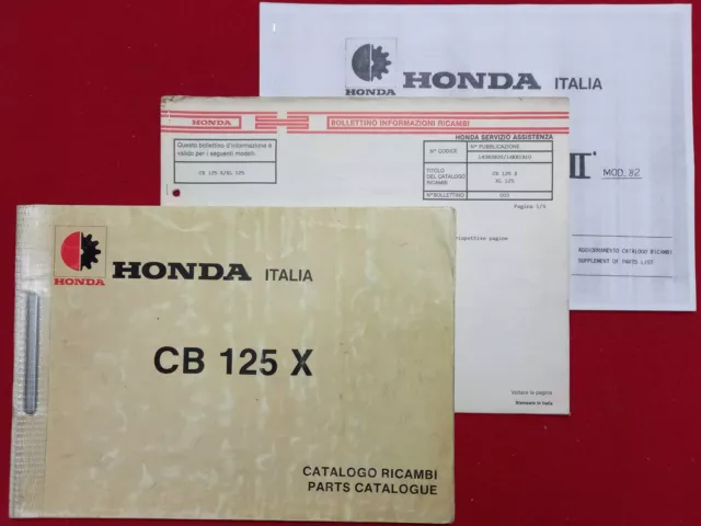 Honda Cb 125 X 1980 Catalogo Ricambi + Aggiornamenti / Parts Catalogue + Updates