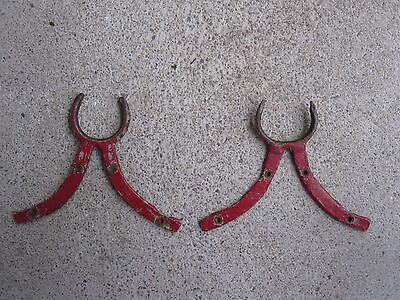 Antique Early Hand Forged Iron Paint Red Oar Locks Nyc Origin Interior Decorate 3