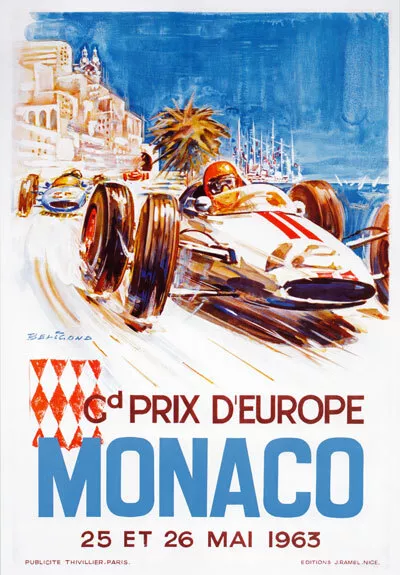 AV91 Vintage 1963 21st Monaco Grand Prix Motor Racing Poster Art Re-print A4