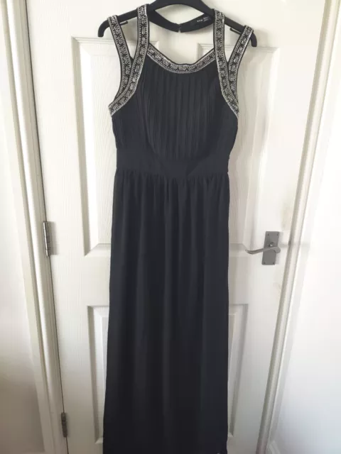 TFNC Embellished Back Black Maxi Dress UK Size 10