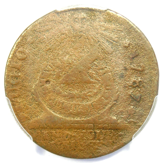 1787 Fugio Cent 1C Colonial Copper Coin - Certified PCGS VF Detail - Rare Coin!