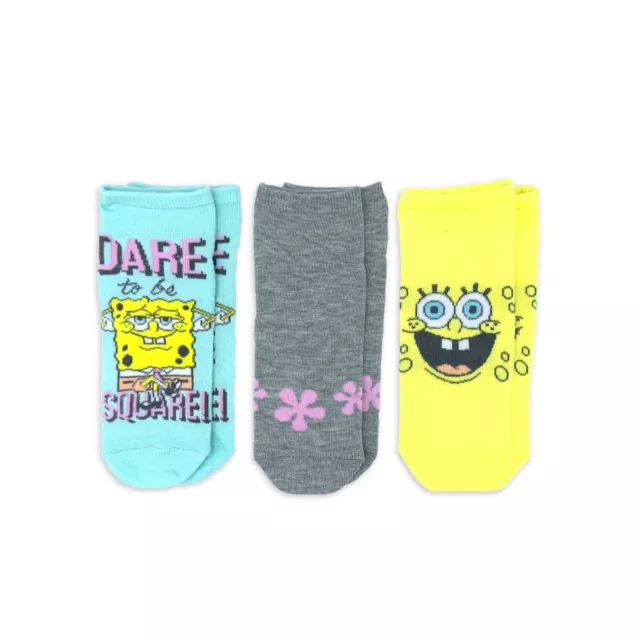 SpongeBob SquarePants Women's No Show Socks, 3-Pack, Size 4-10