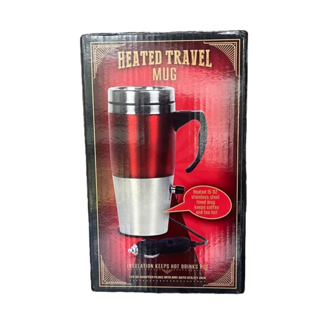 Heated Travel Mug Stainless Steel 12V Coffee Mug Brand New