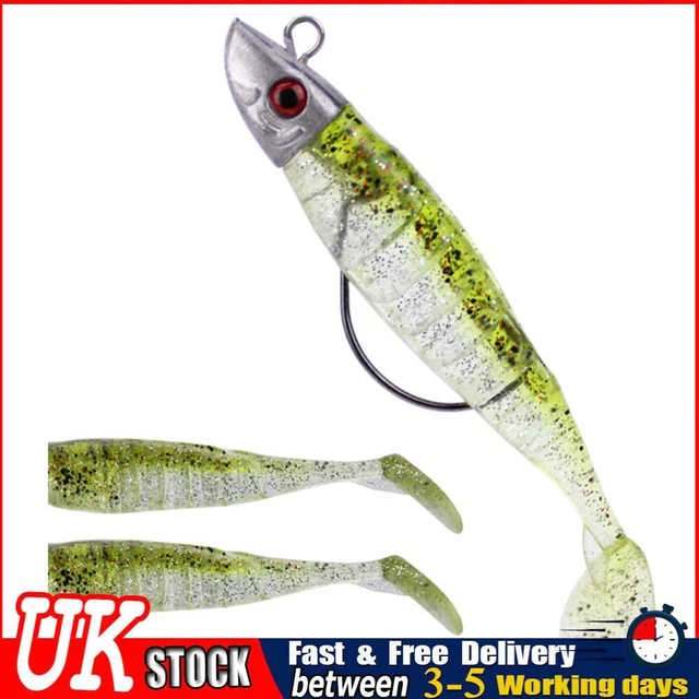 UK Jig Lead Head Crank Hook Soft Paddle Tail Artificial Bait Fishing Tackle