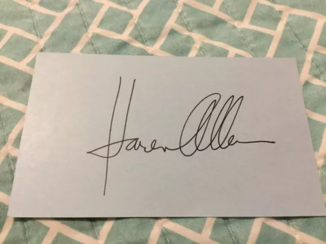 Karen Allen Signed Index Card; Indiana Jones,National Lampoons Animal House