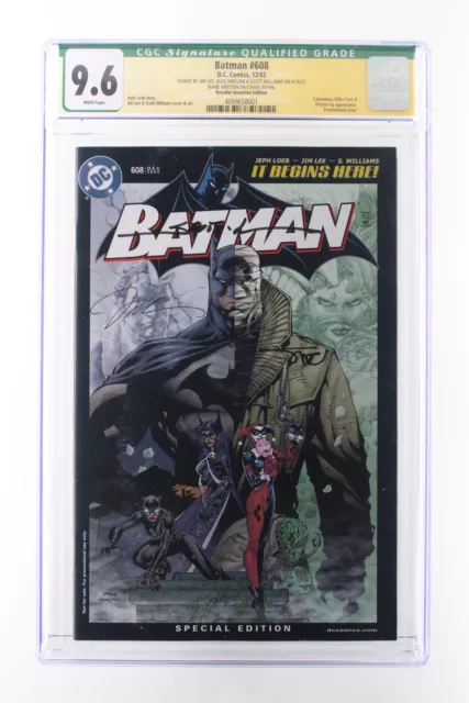 Batman #608 - D.C. Comics 2002 CGC 9.6 Retailer Variant Signed Jim Lee, Williams